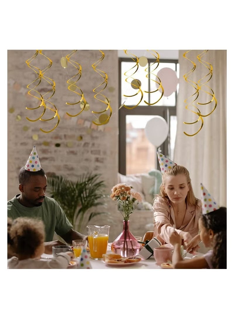 Party Swirl Decorations, 36Pcs Foil Swirl Hanging Decoration Plastic Streamer for Ceiling, Whirls Decorations for Birthday Wedding Anniversary Party Decorations, Metallic Hanging Swirl - Image 5